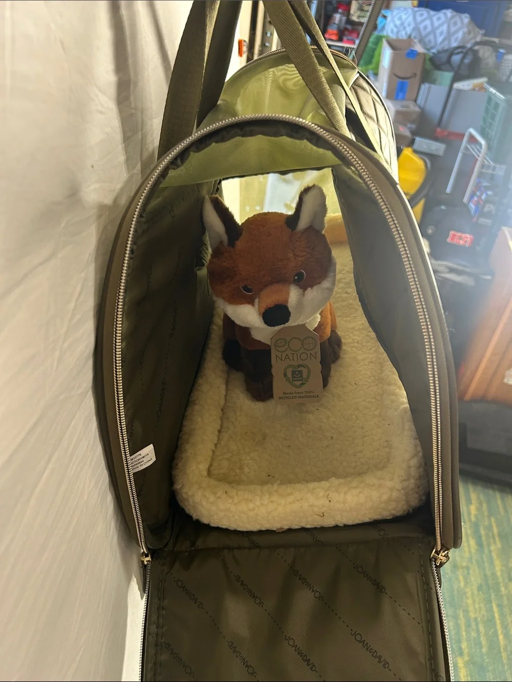 Joan & David Olive Quilted Travel Pet Carrier